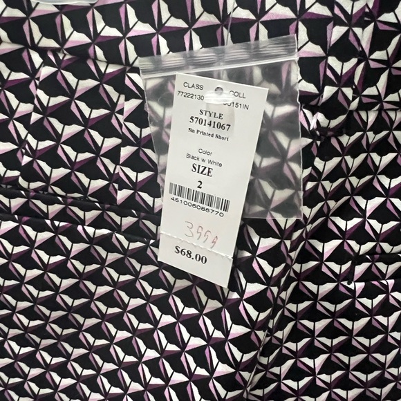 White House Black Market Black/White/Pink/Purple Geometric Shorts NWT sz 2 - Picture 2 of 8